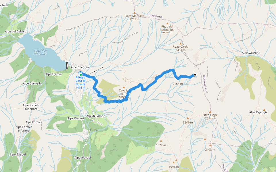 C22 - Cheggio - Passo del Fornetto walking route map in Alpe Cheggio