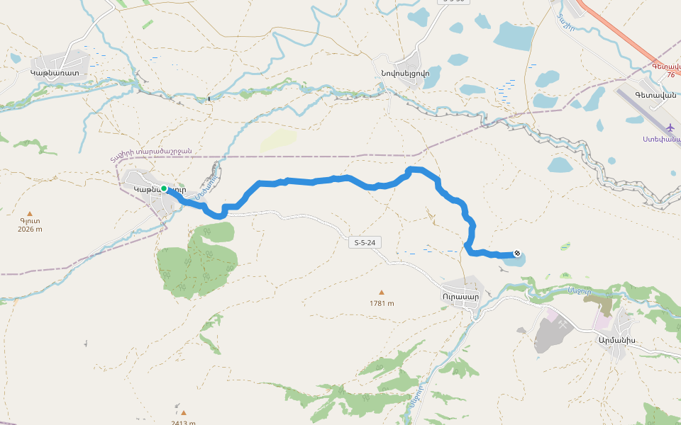 Katnaghbyur – Urasar Lake walking route map in Katnaghbyur
