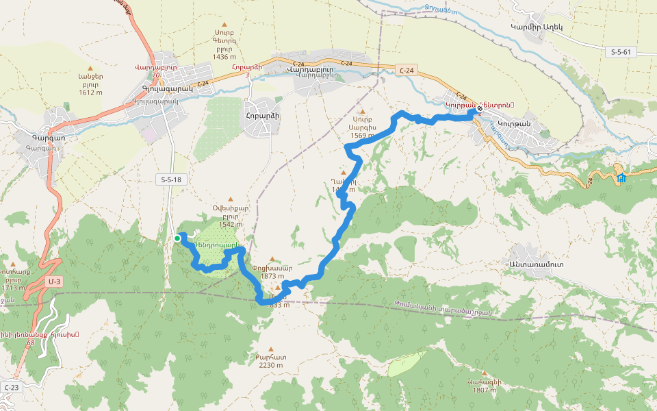 Sochut Dendropark – Kurtan walking route map in Gyulagarak