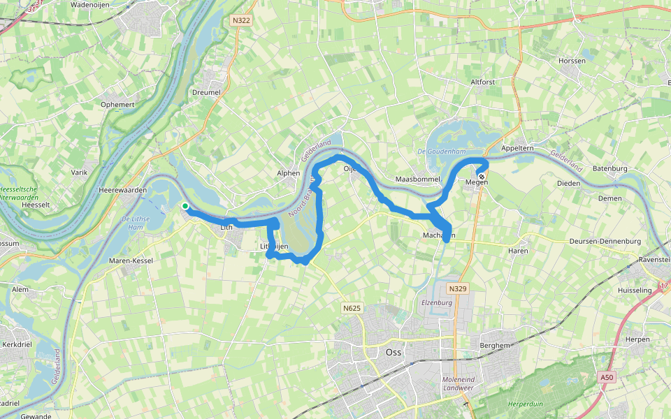 Zuiderwaterlinie etappe 11: Lith - Megen walking route map in Lith