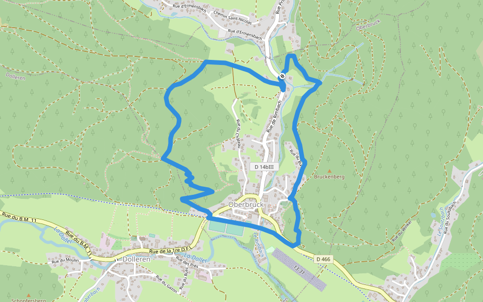 Circuit Oberbruck  Anneau jaune walking route map in Oberbruck