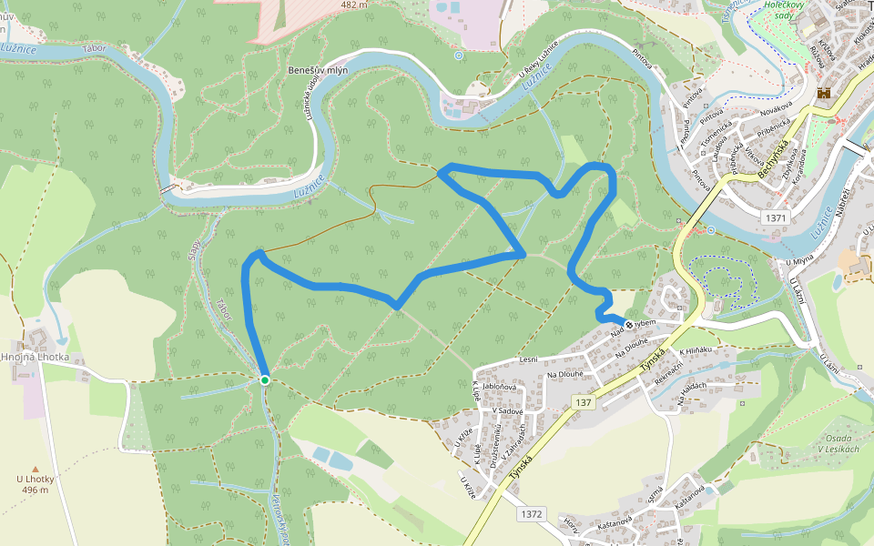 [Č] Velký okruh walking route map in Tabor