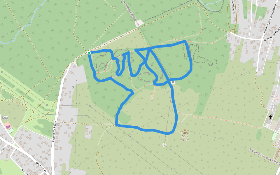 Trasa biegowo-spacerowa czerwona/niebieska walking route map in Jaworzno