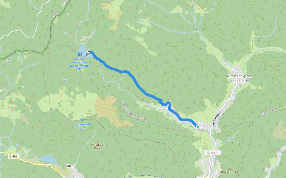 Ermensbach - Grand Neuweiher Disque bleu walking route map in Rimbach-prés-Masevaux