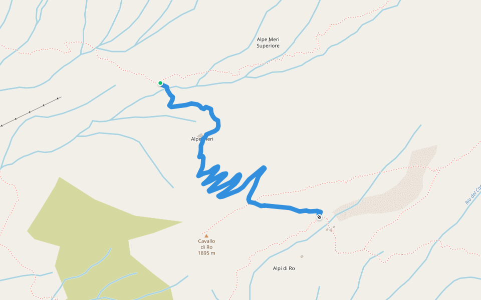 C24A - bivio C24 - Cavallo di Ro, bivio C22 (baite) walking route map in Alpe Cheggio