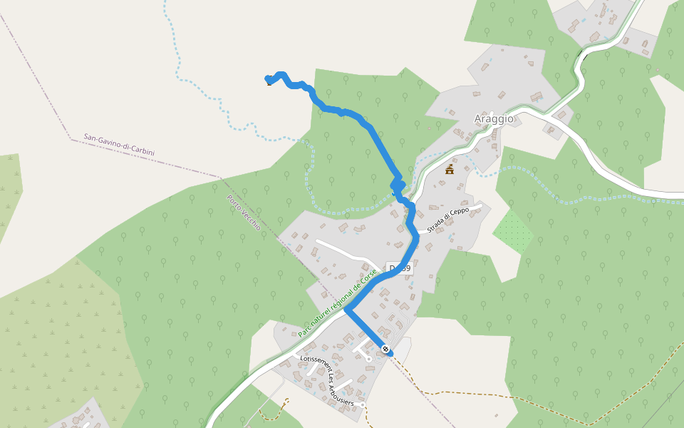 Circuit Archéologique du Casteddu d'Araghju walking route map in San-Gavino-Di-Carbini