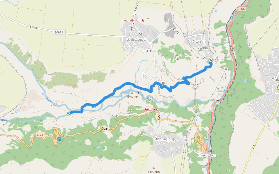 Hnevank (Bridge) – Tsater walking route map in Dsegh