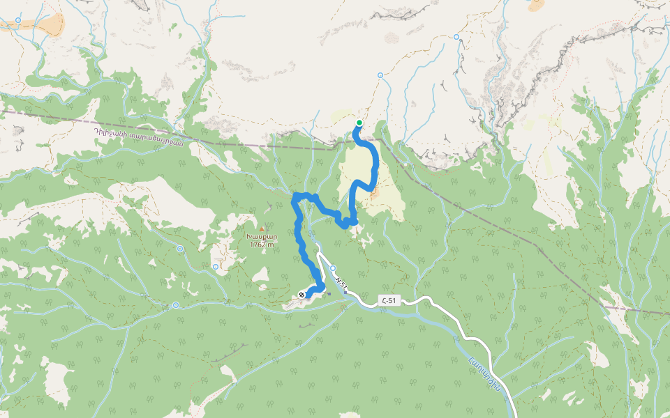 Hovk/Ijevan/Haghartsin Junction – Haghartsin Monastery walking route map in Hovk