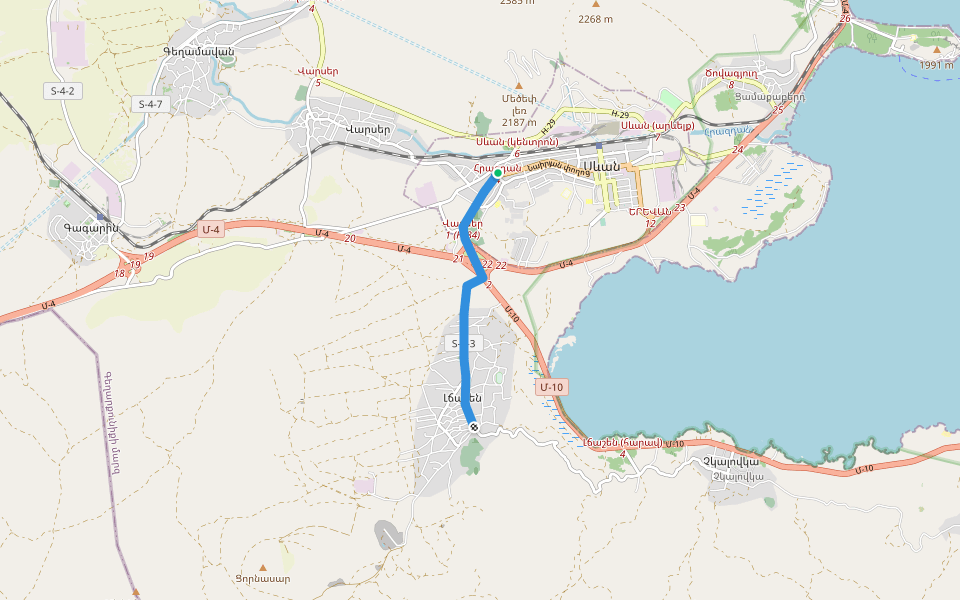 Sevan – Lchashen walking route map in Nshkhark