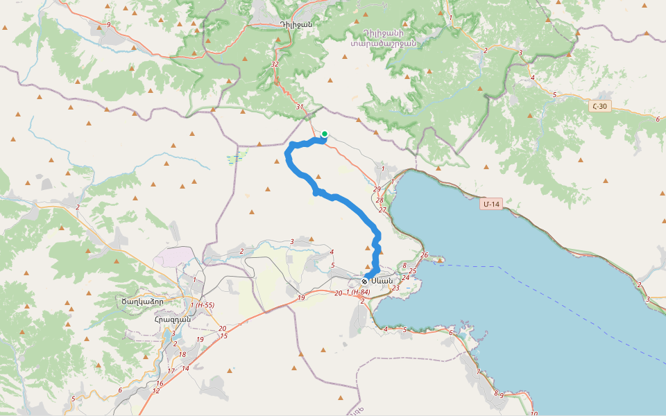 Semyonovka – Sevan walking route map in Nshkhark
