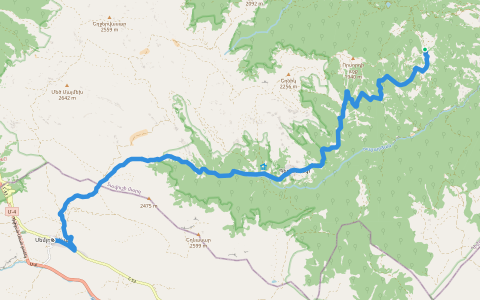 Chermakavan – Semyonovka walking route map in Khachardzan