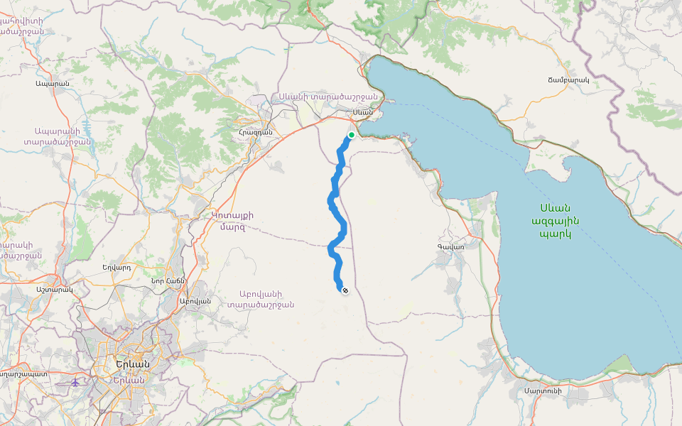 Lchashen – Lake Akna walking route map in Nshkhark