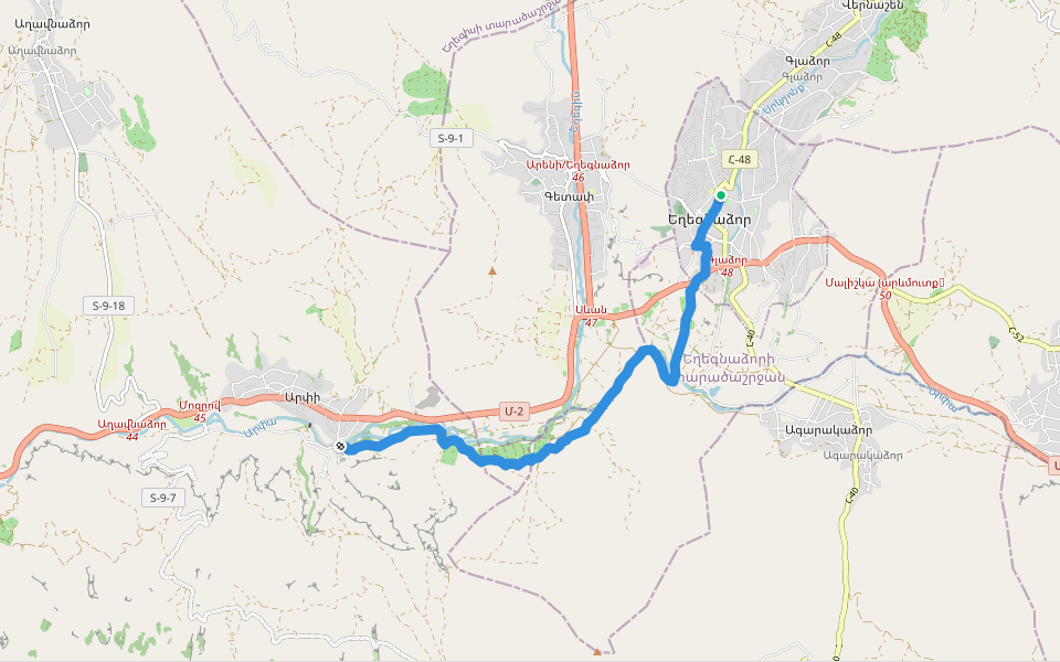 Yeghegnadzor – Arpi walking route map in Yeghegnadzor