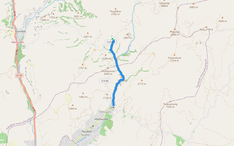 Spitakavor – Vernashen walking route map in Vernashen