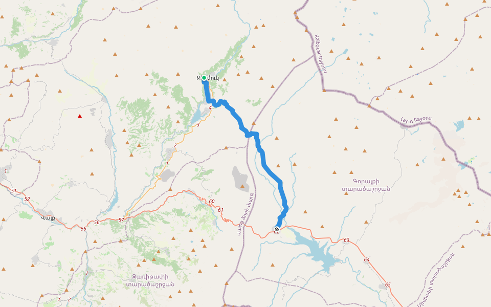 Jermuk – Gorayk walking route map in Chermug