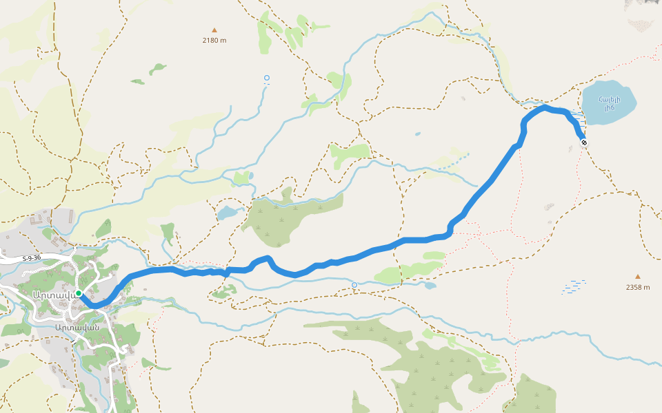 Artavan – Mirror Lake walking route map in Artavan