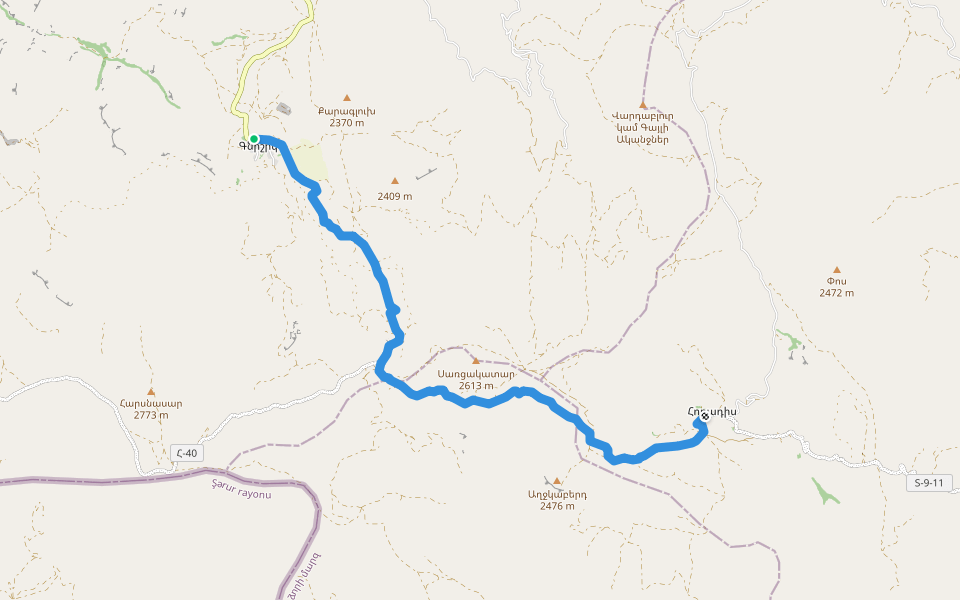 Gnishik – Horadis walking route map in Gnishik