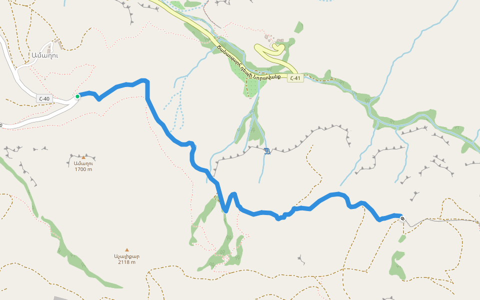 Nor Amaghu – Hin Amaghu walking route map in Areni