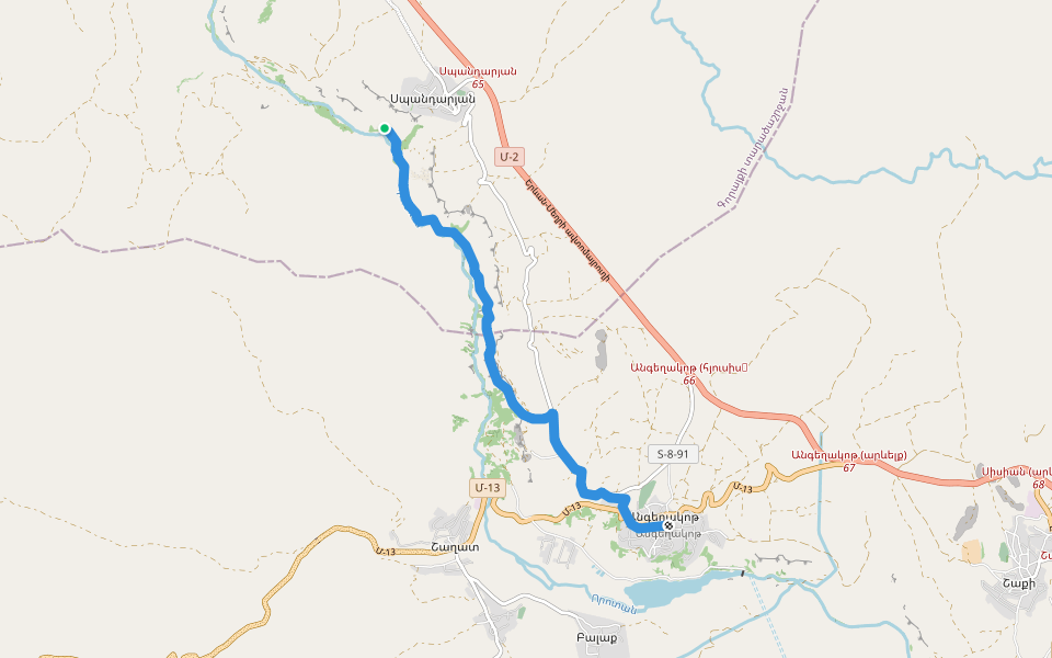 Spandaryan – Angeghakot walking route map in Spandaryan