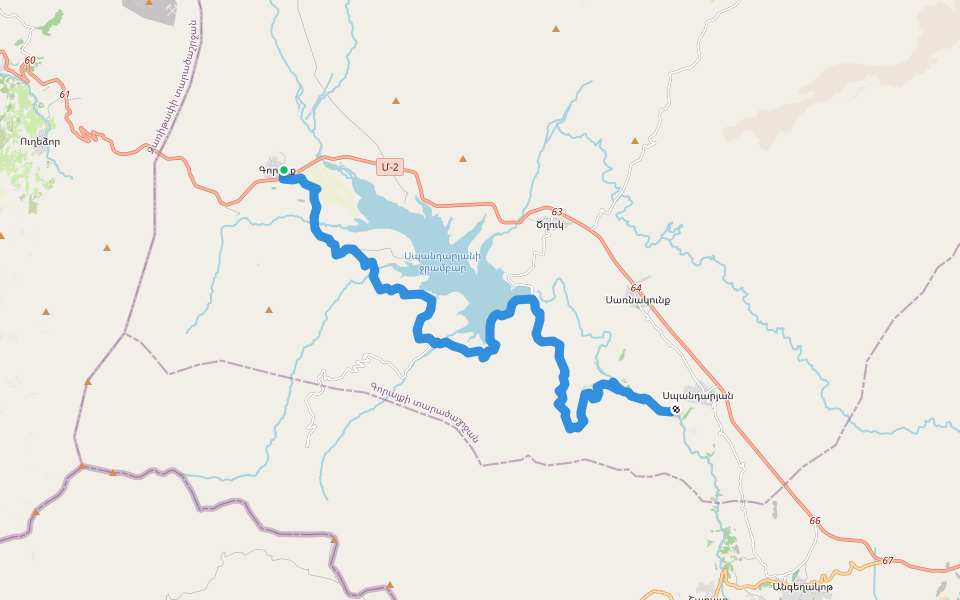 Gorayk – Spandaryan walking route map in Gorayk