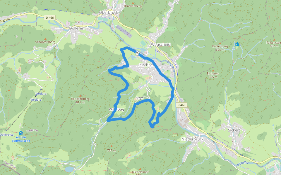 Circuit Kirchberg Anneau rouge walking route map in Kirchberg