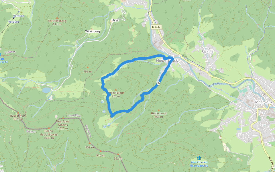 Circuit Niderbruck - Bruckenwald  Anneau jaune walking route map in Masevaux-Niederbruck