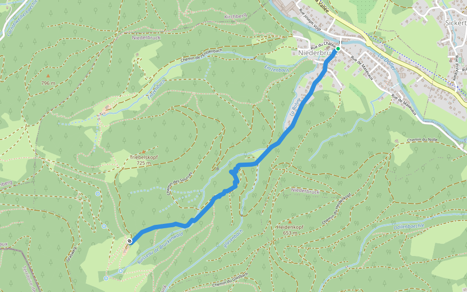 Niederbruck - Bruckenwald  Triangle jaune walking route map in Masevaux-Niederbruck