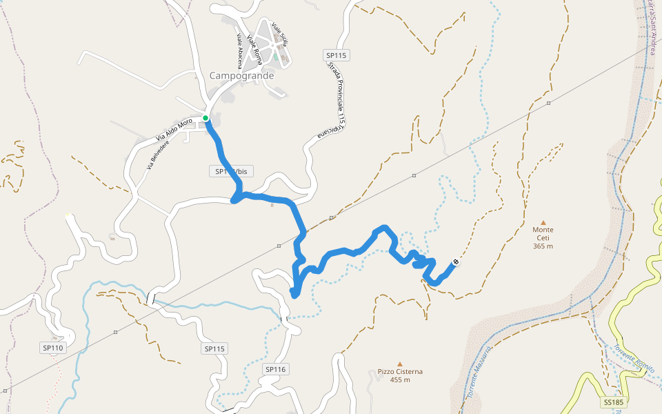 Campogrande - Scavi di Abakaion walking route map in Campogrande