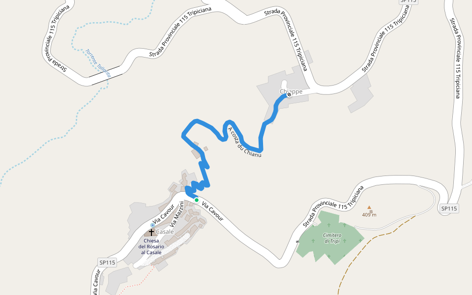 A Costa du Chianu walking route map in Casale