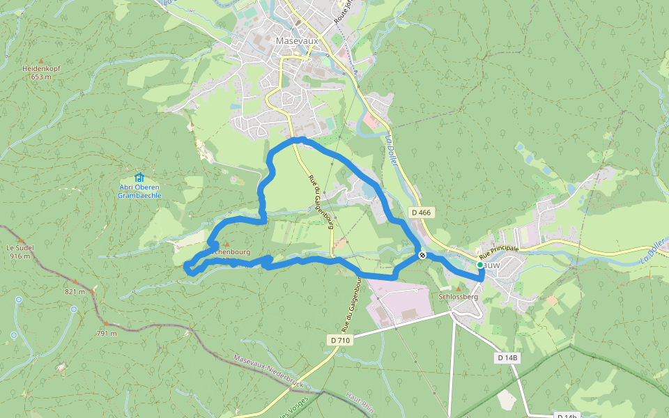 Circuit Lauw Anneau rouge walking route map in Lauw