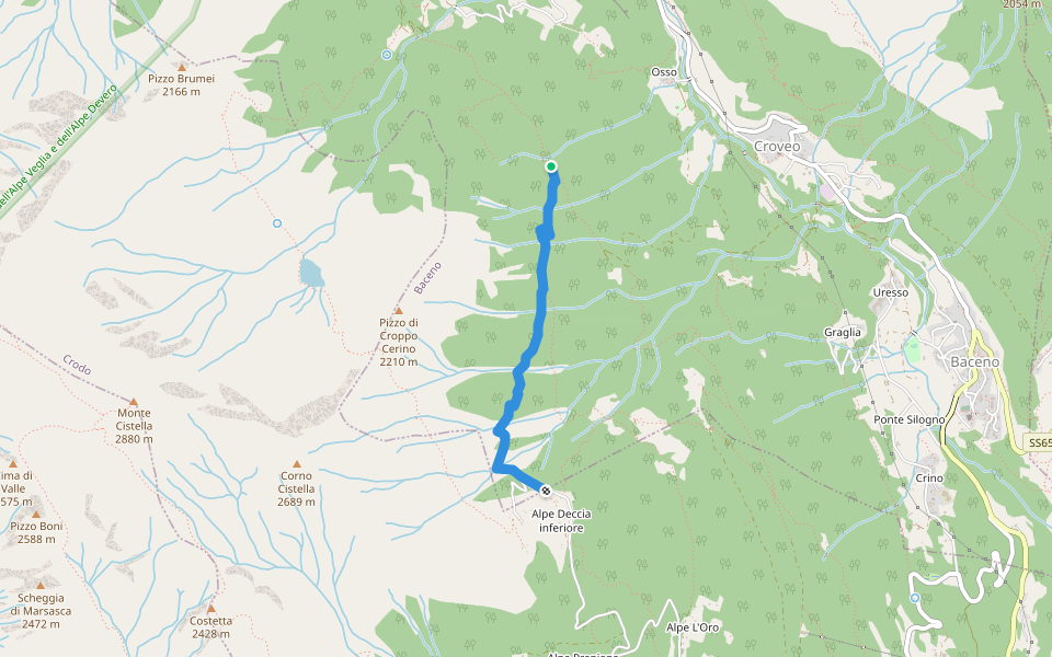 H09a - Bivio H09 - Deccia walking route map in Osso