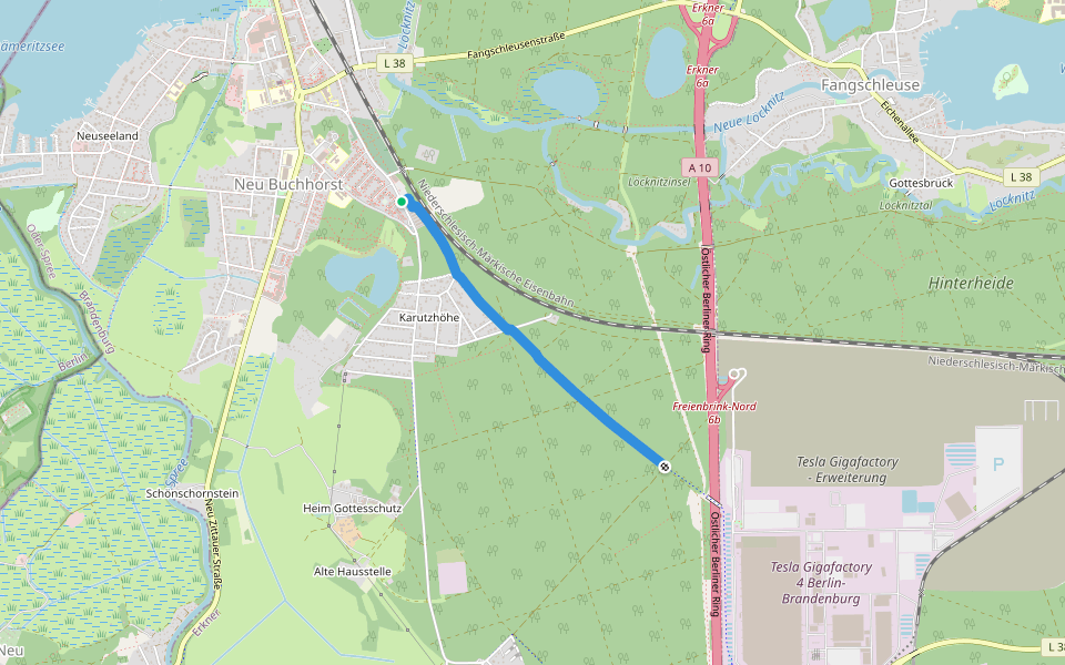 Alte Poststraße walking route map in Erkner