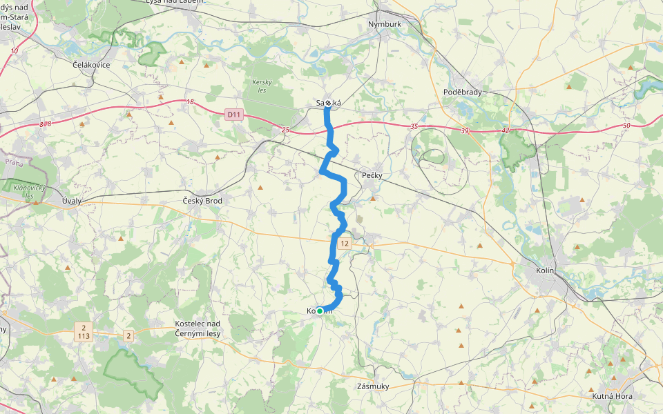 Blaník - Říp - etapa 4: Kouřim - Sadská walking route map in Kouřim