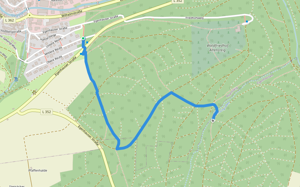 Mittlere Reute - Alter Bernecker Weg walking route map in Altensteig