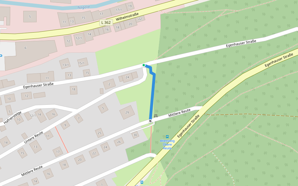Untere Reute - Mittlere Reute walking route map in Altensteig