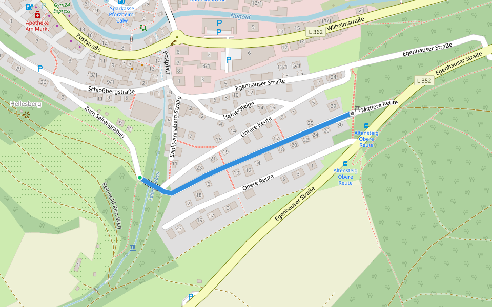 Seltengraben - Mittlere Reute walking route map in Altensteig