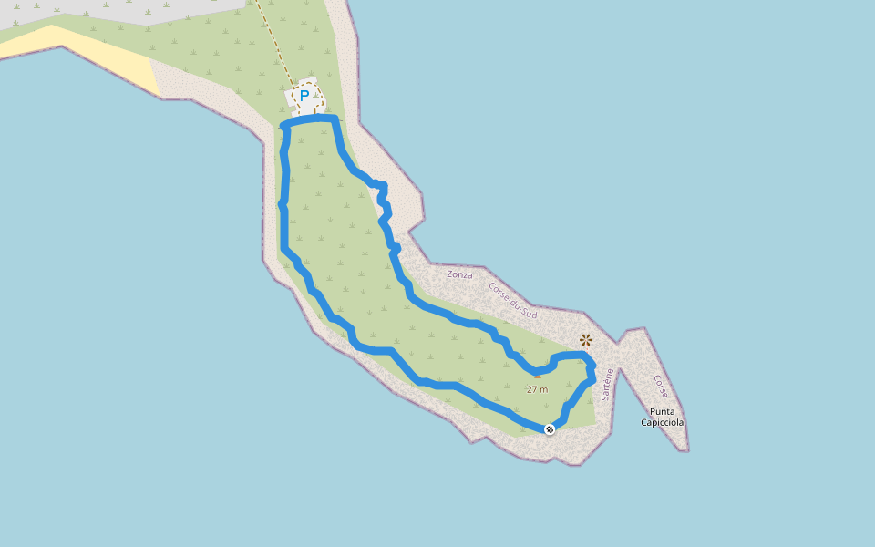 Balade Littorale de la Punta Capicciola walking route map in Zonza