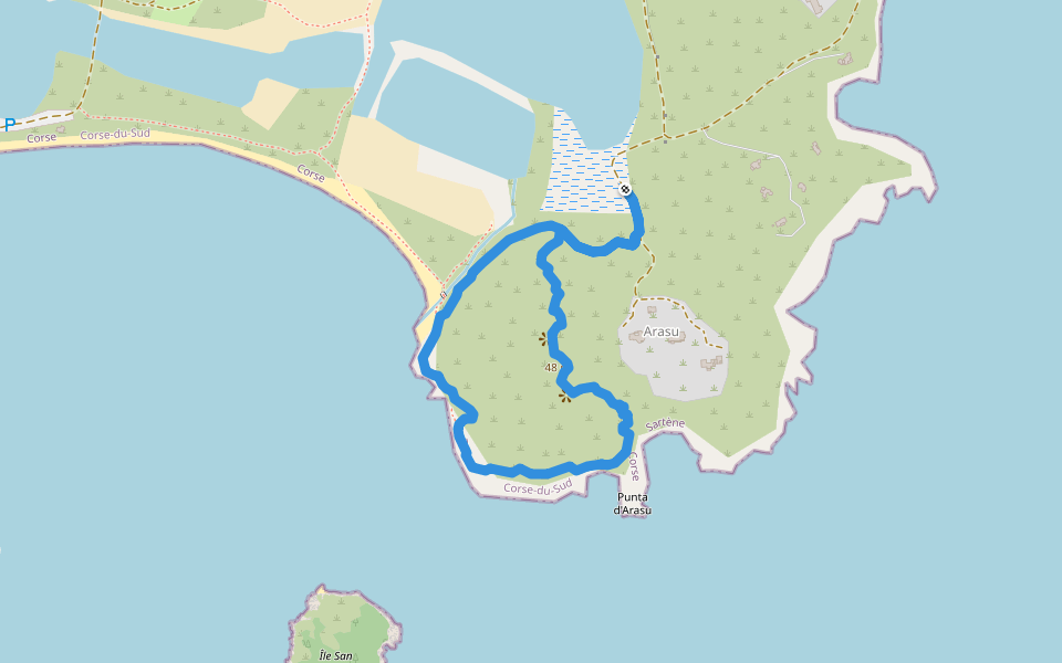 Balade Littorale de la Punta d'Arasu walking route map in Zonza