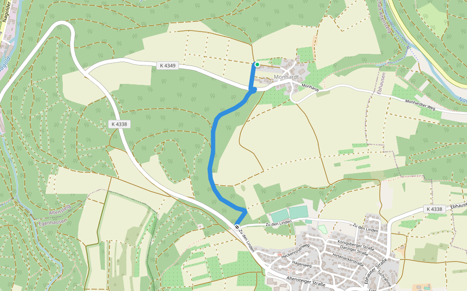 Monhardt - Bernecker Löchle walking route map in Altensteig