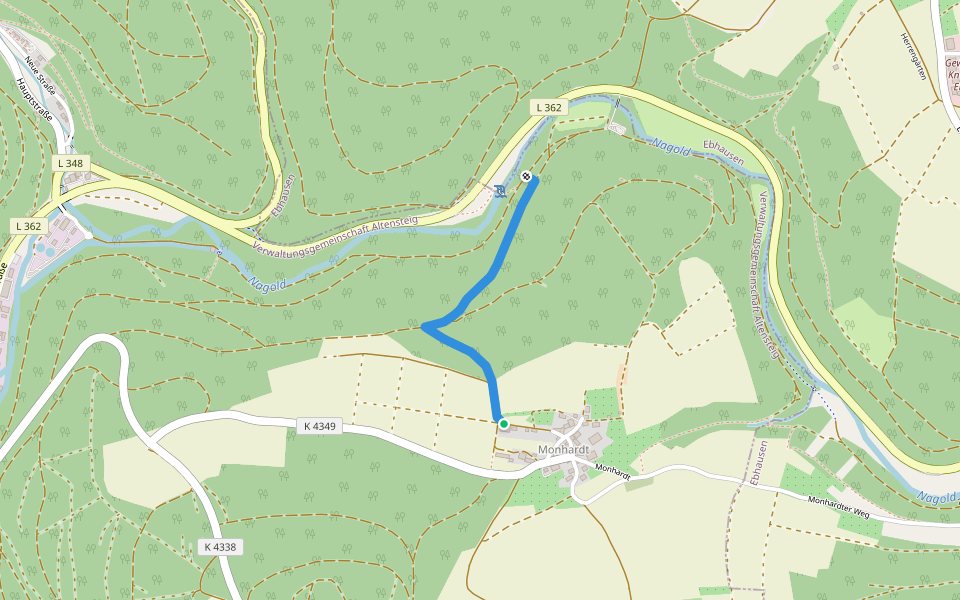 Monhardt - Monhardter Wasserstube walking route map in Altensteig