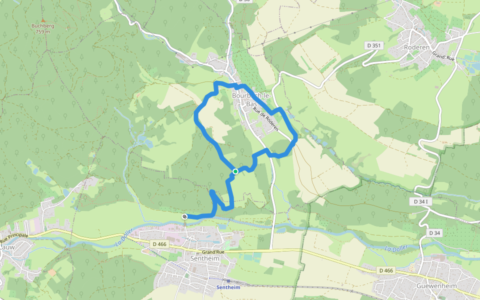 Circuit Senteim - Bourbach le Bas Triangle rouge walking route map in Bourbach-le-Bas