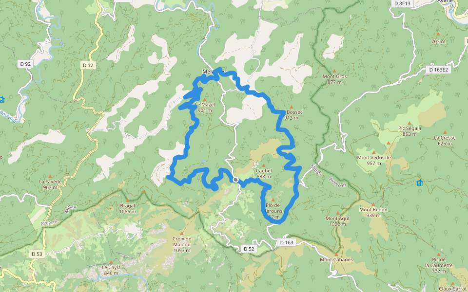 Le Balcon des Cévennes walking route map in Mélagues