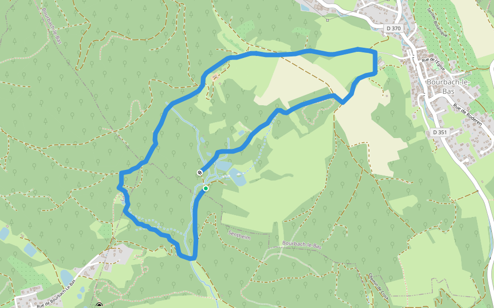 Circuit Bourbach le bas Triangle jaune walking route map in Bourbach-le-Bas