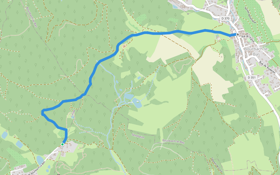 Sentheim - Bourbach le Bas Disque jaune walking route map in Lauw