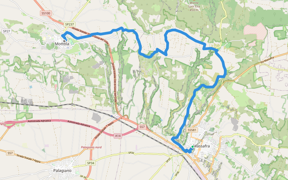 Via Ellenica - Terra delle Gravine (Tappa 3) walking route map in Massafra