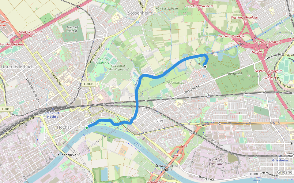Wanderfreunde Nied/Höchst walking route map in Frankfurt am Main