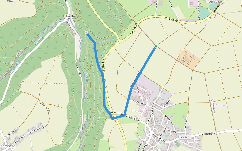 Spielberg Härte - Kohlsteige walking route map in Altensteig