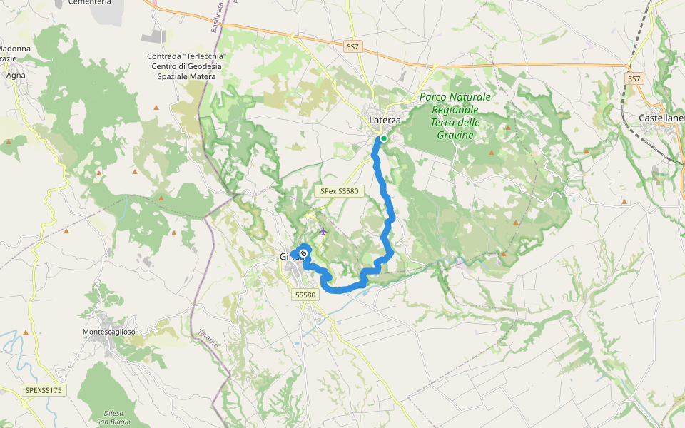 Via Ellenica - Terra delle Gravine (Tappa 6) walking route map in Laterza