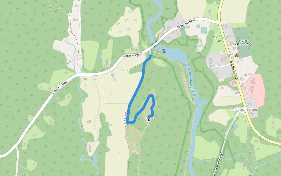 Bill Hill Trail walking route map in Thetford