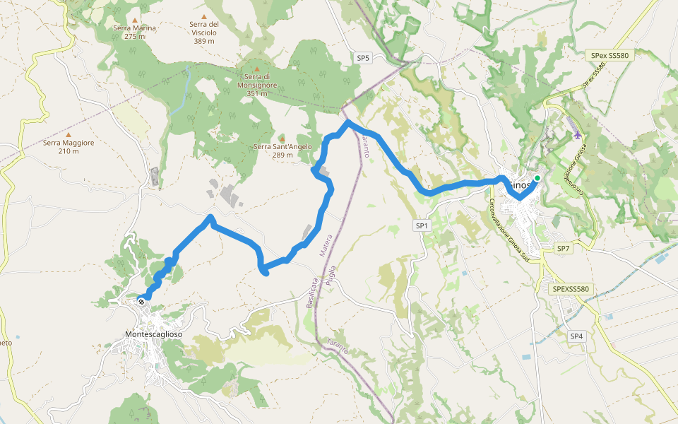 Via Ellenica - Terra delle Gravine (Tappa 7) walking route map in Ginosa